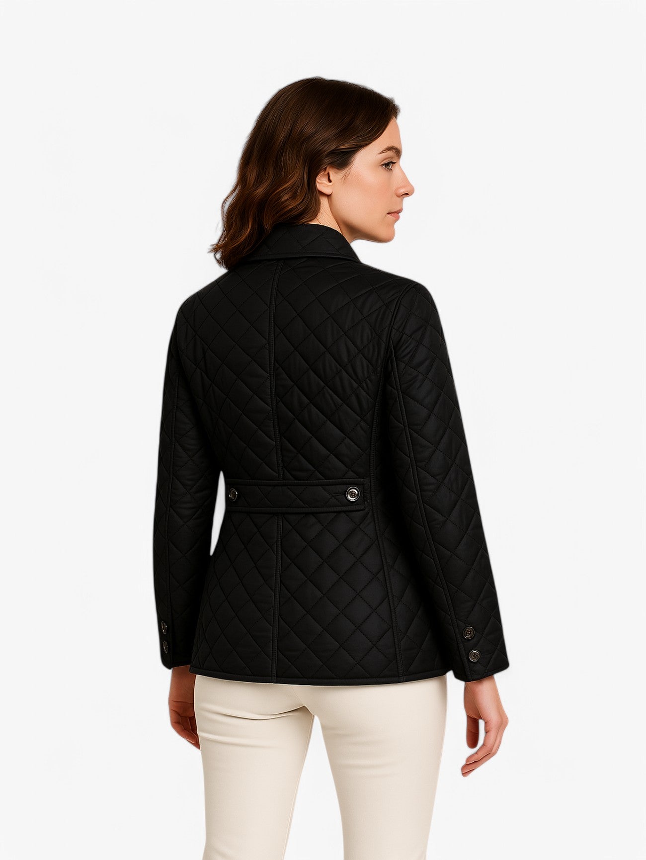 Jada | Women's Quilted Diamond Pattern Button Up Jacket