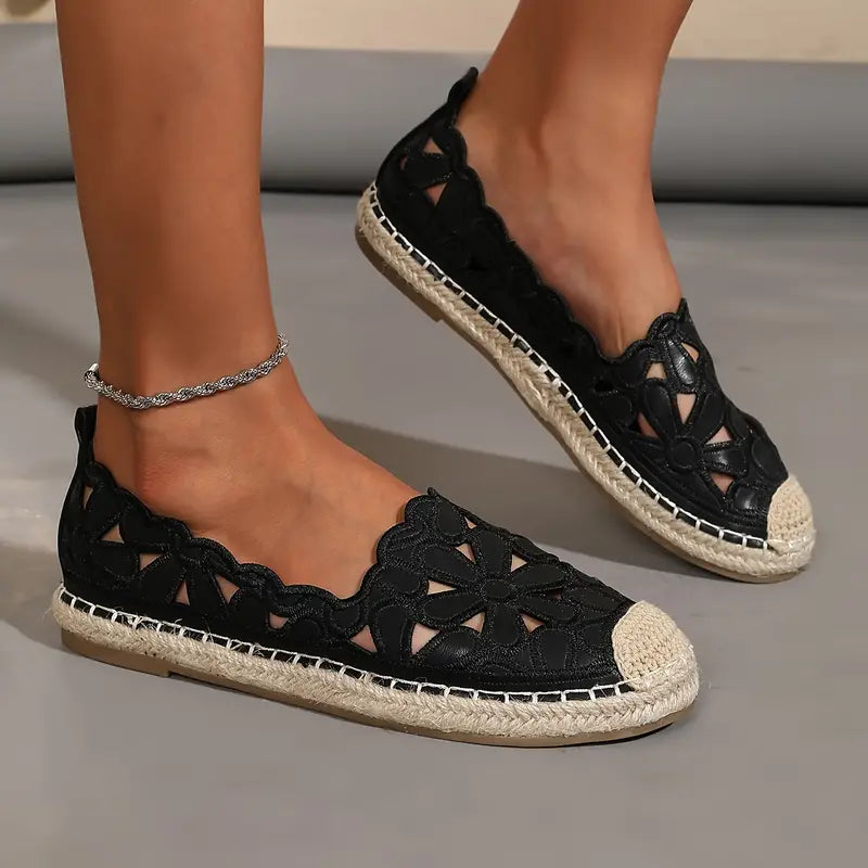 Jada | Women's Cut-Out Floral Espadrille Flats