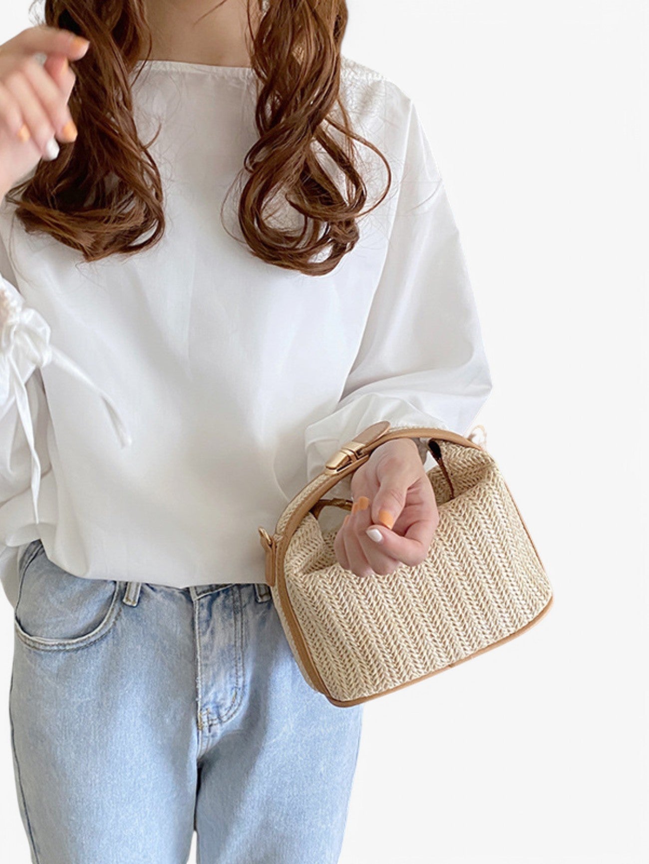 Jada | Women's Handmade Knitted Straw Rattan Shoulder Bag Handbag