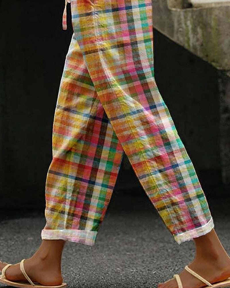Jada | Women's Casual High Waist Plaid Pants