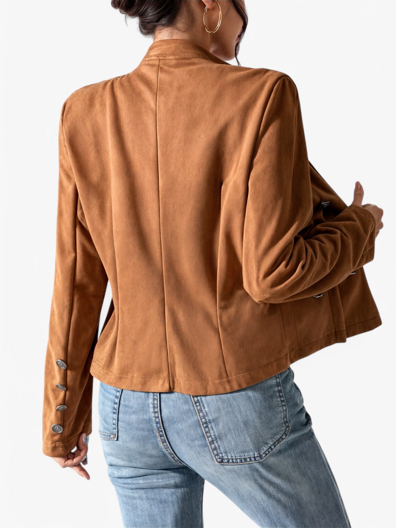 Jada | Women's Tailored Button-Up Blazer Military Short Coat Jacket