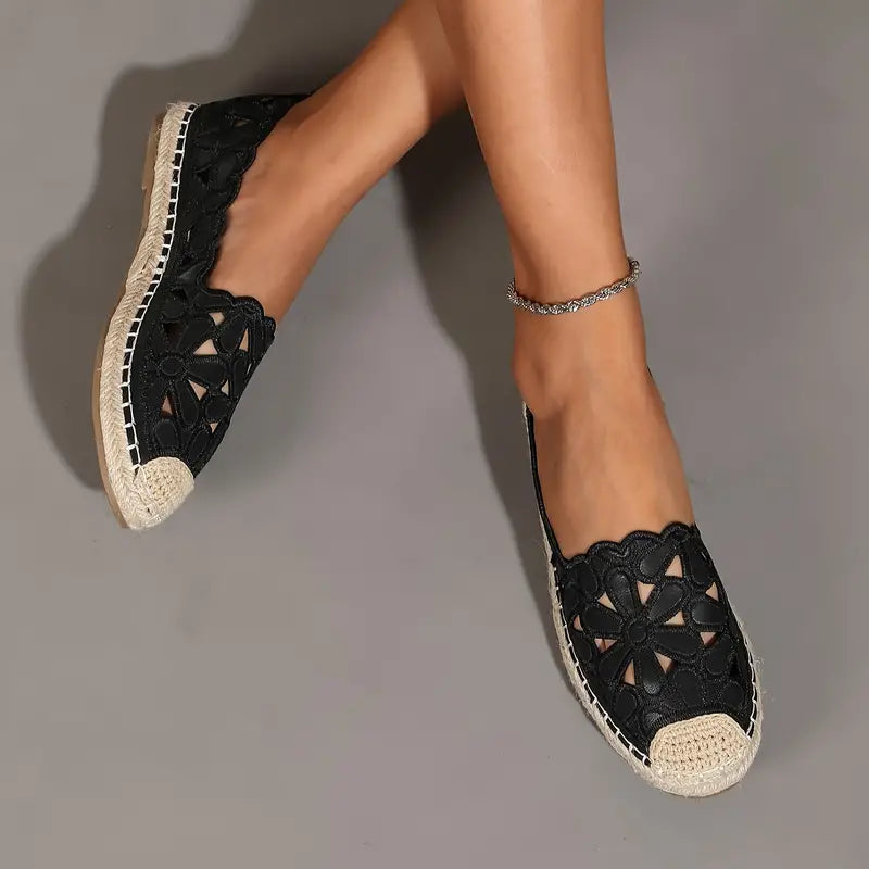 Jada | Women's Cut-Out Floral Espadrille Flats