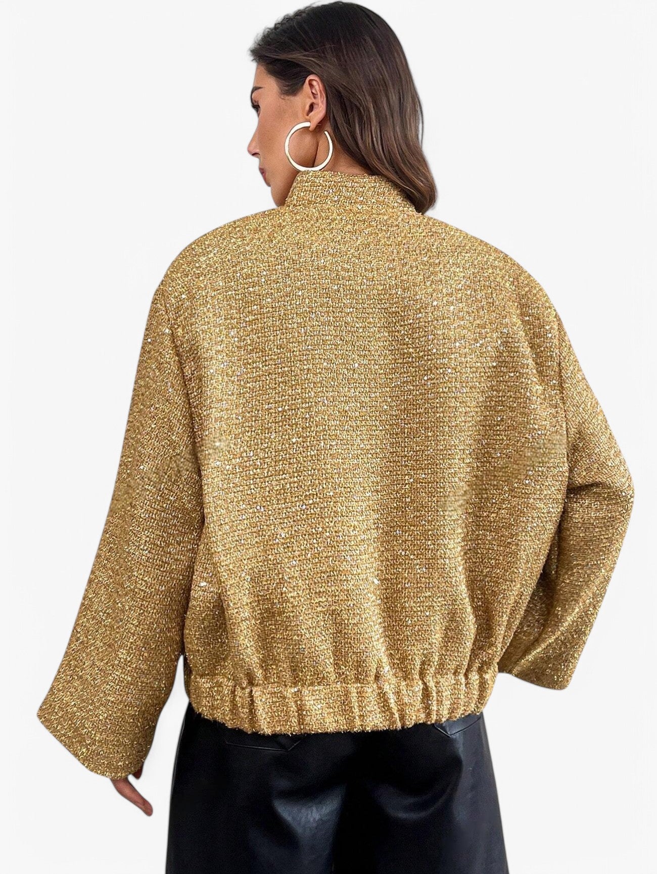 Jada | Women’s Elegant Sequin Tweed Glitter Bomber Blazer Jacket
