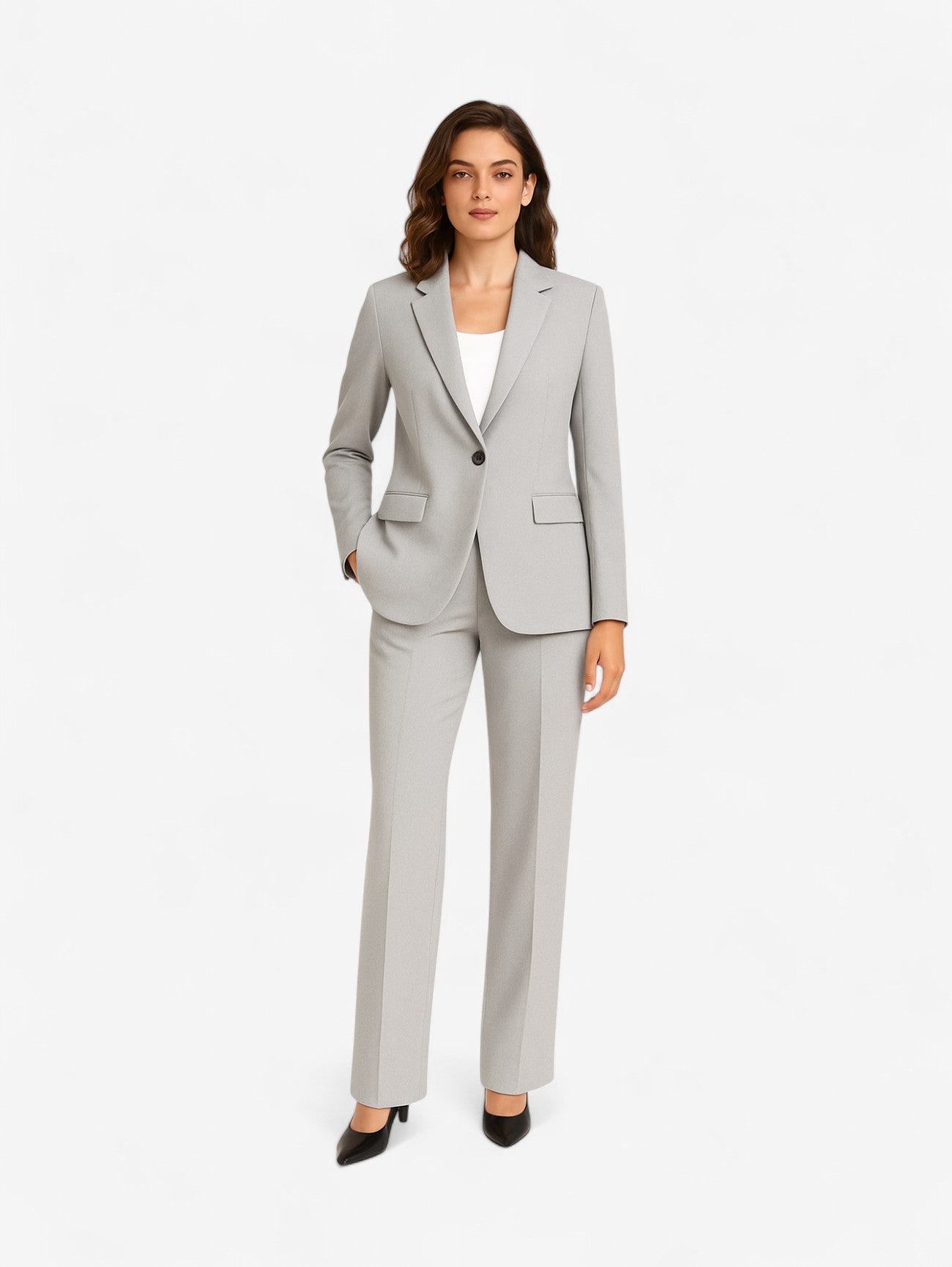 Jada | Women's 2 Piece Slim Fit Suit Set Blazer and Straight Leg Pants