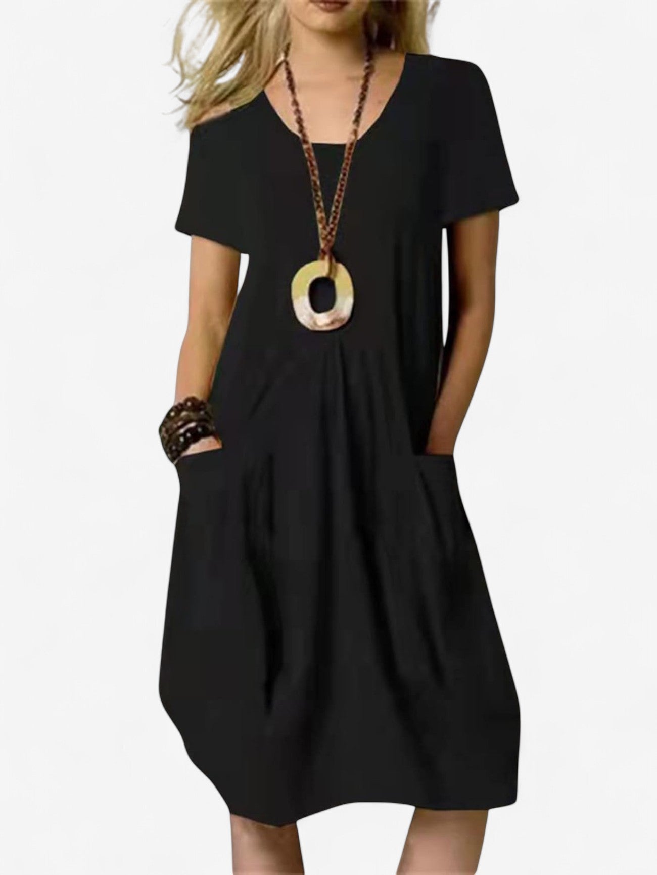 Jada | Women's Casual Short Sleeve Midi Dress with Pockets