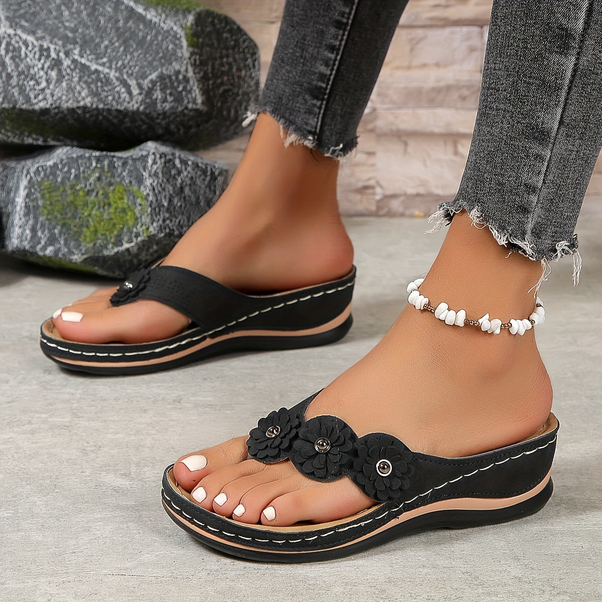 Jada | Women's Floral Wedge Sandals