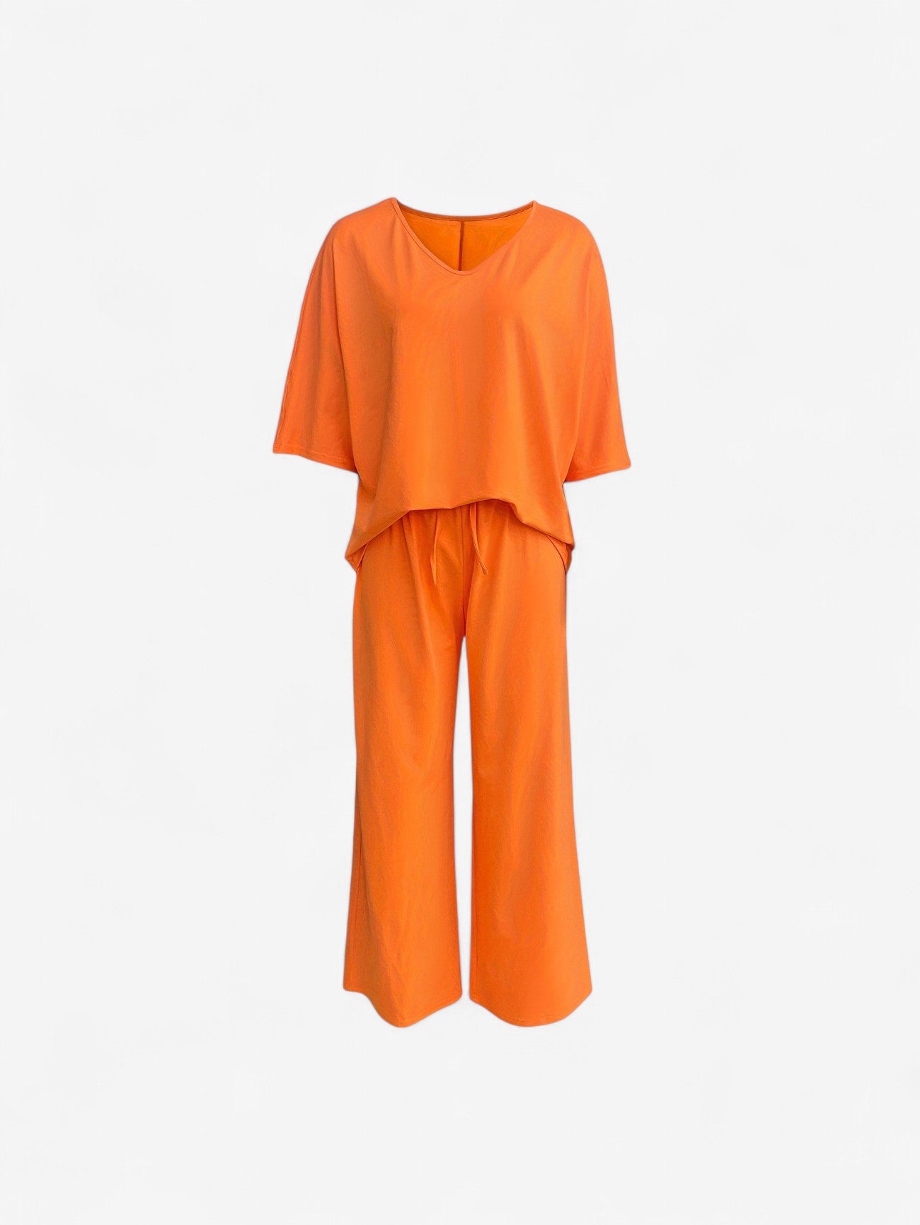 Jada | Women’s Two Piece Soft Lounge Set V Neck Top & Wide Leg Pants