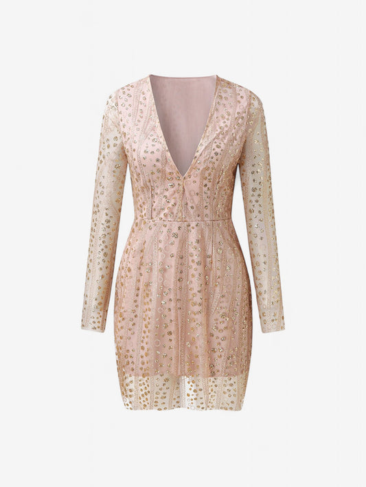 Jada | Women's Sequin V Neck Wrap Bodycon Mini Dress