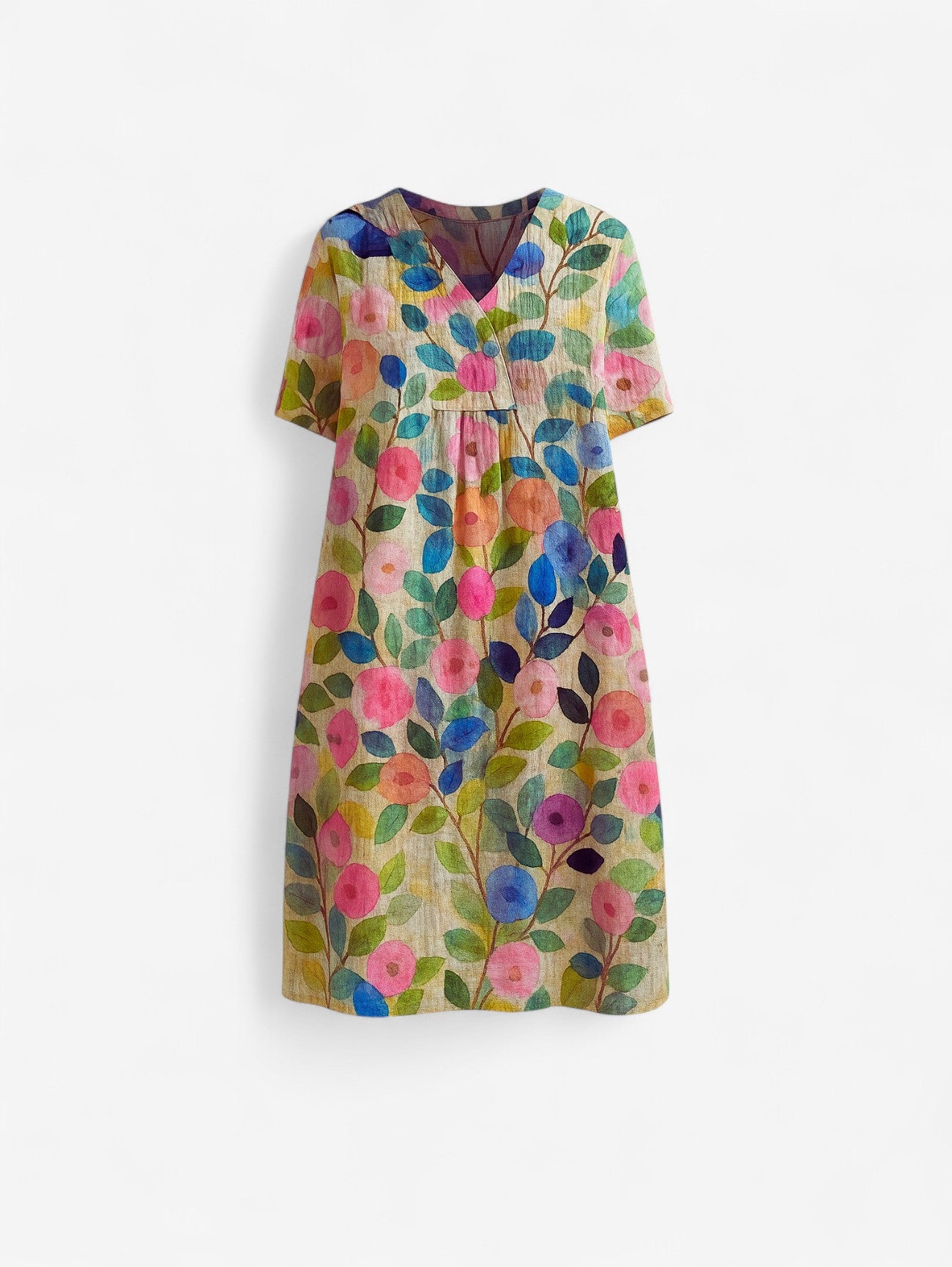 Jada | Women's Loose Fit V Neck Floral Midi Dress