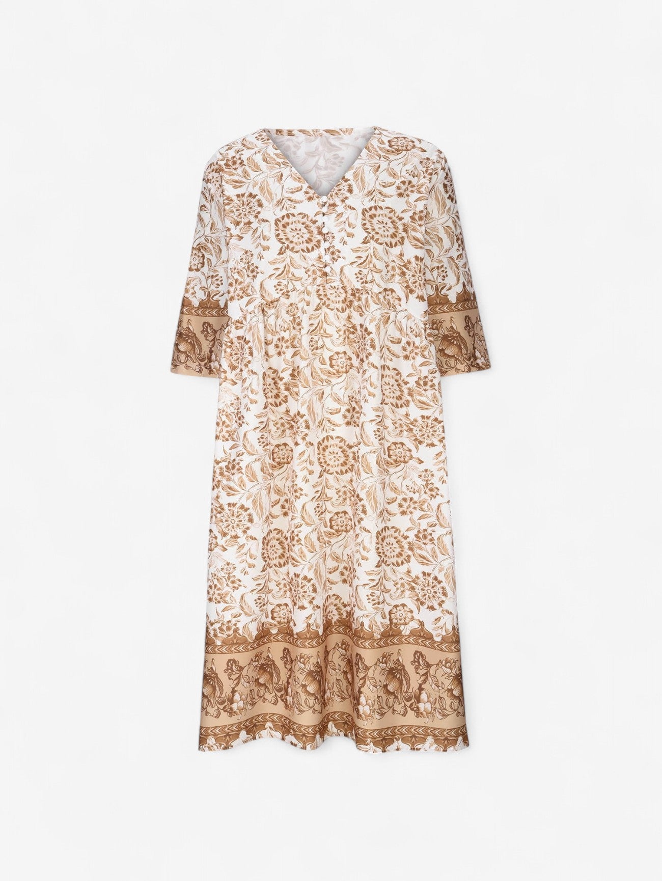 Jada | Women's Boho Floral Print V Neck Wrap Midi Dress