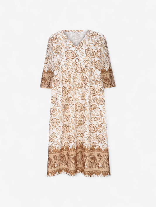 Jada | Women's Boho Floral Print V Neck Wrap Midi Dress
