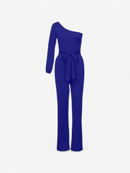 Jada | Women's One Shoulder Long Sleeve Wide Leg Jumpsuit