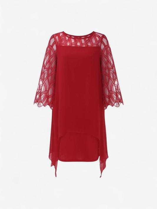 Jada | Women's Elegant Plus Size Layered Sleeve Midi Dress