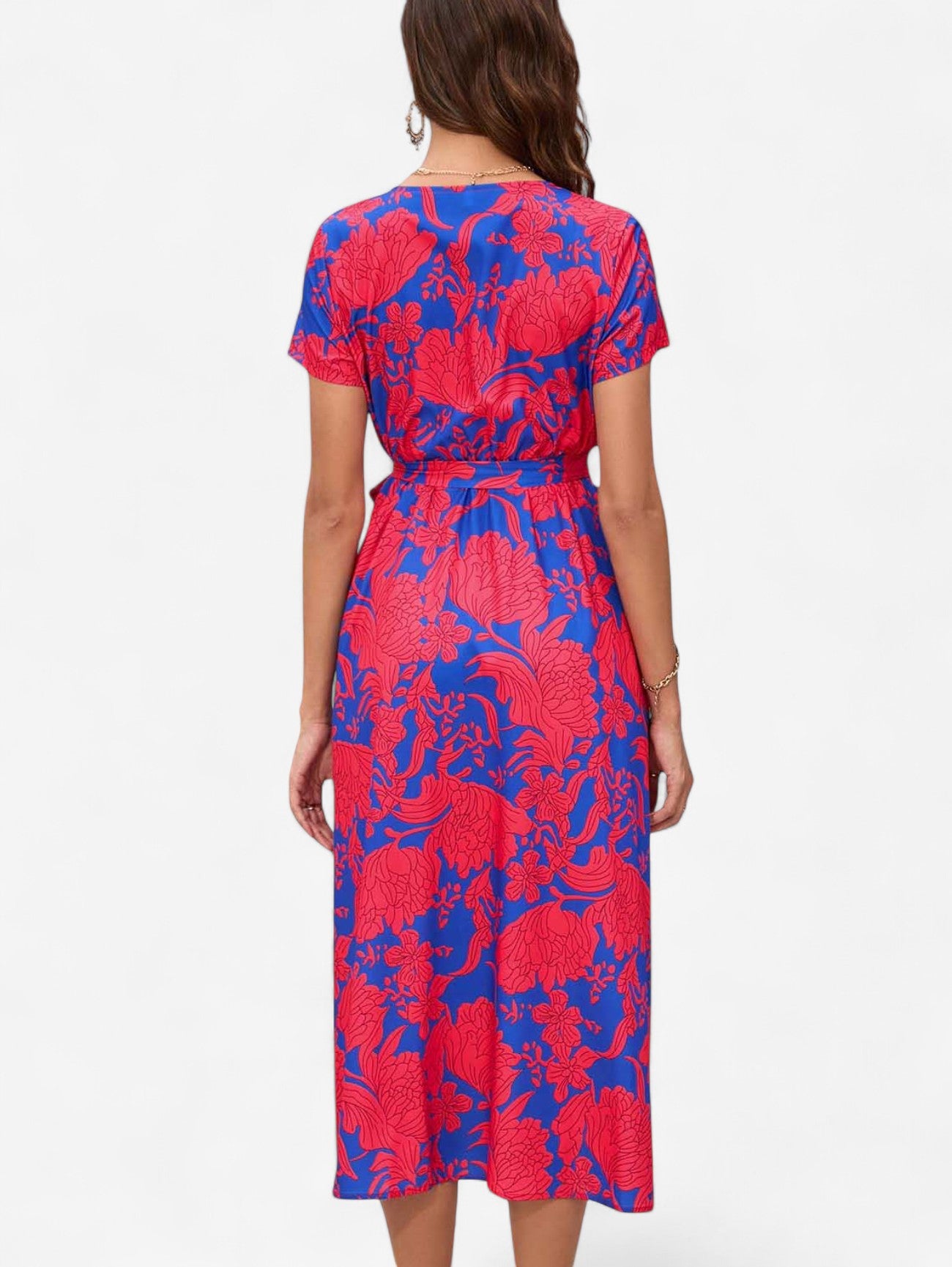 Jada | Women's Boho Wrap Wedding guest Midi Dress with Split