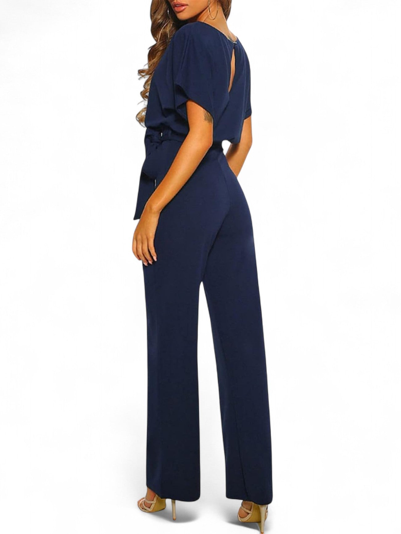 Jada | Women's Elegant Short Sleeve Wide Leg Jumpsuit