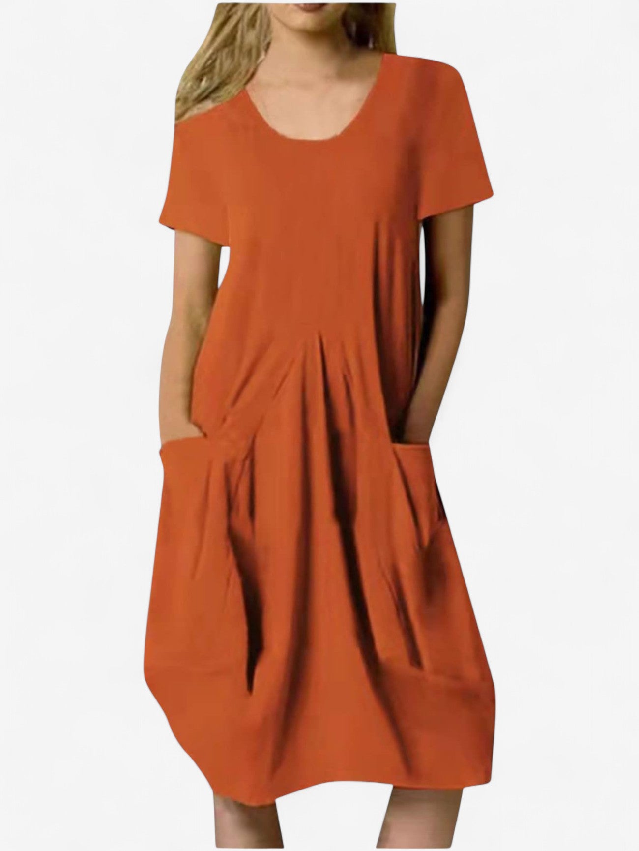 Jada | Women's Casual Short Sleeve Midi Dress with Pockets