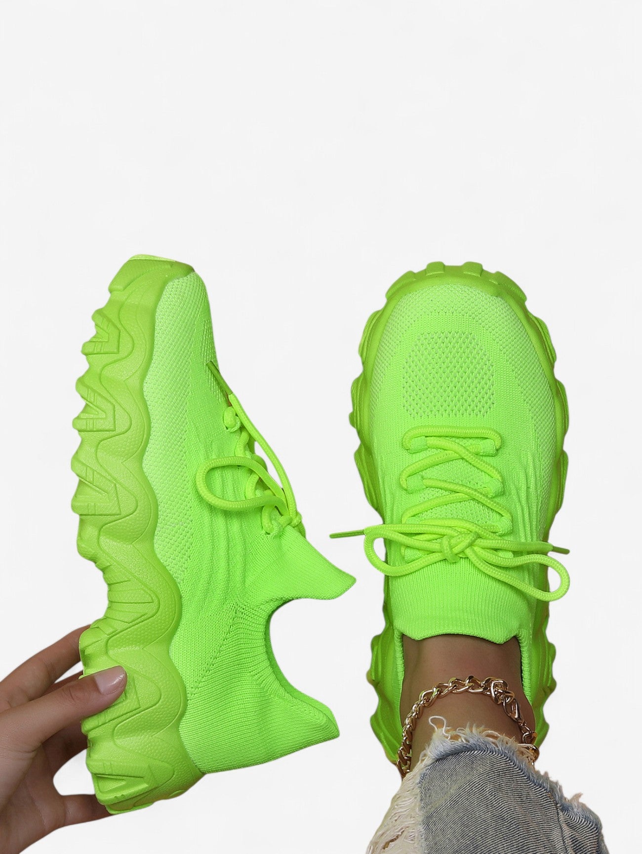 Jada | Women’s Lightweight Chunky Knit Casual Sneakers Shoes