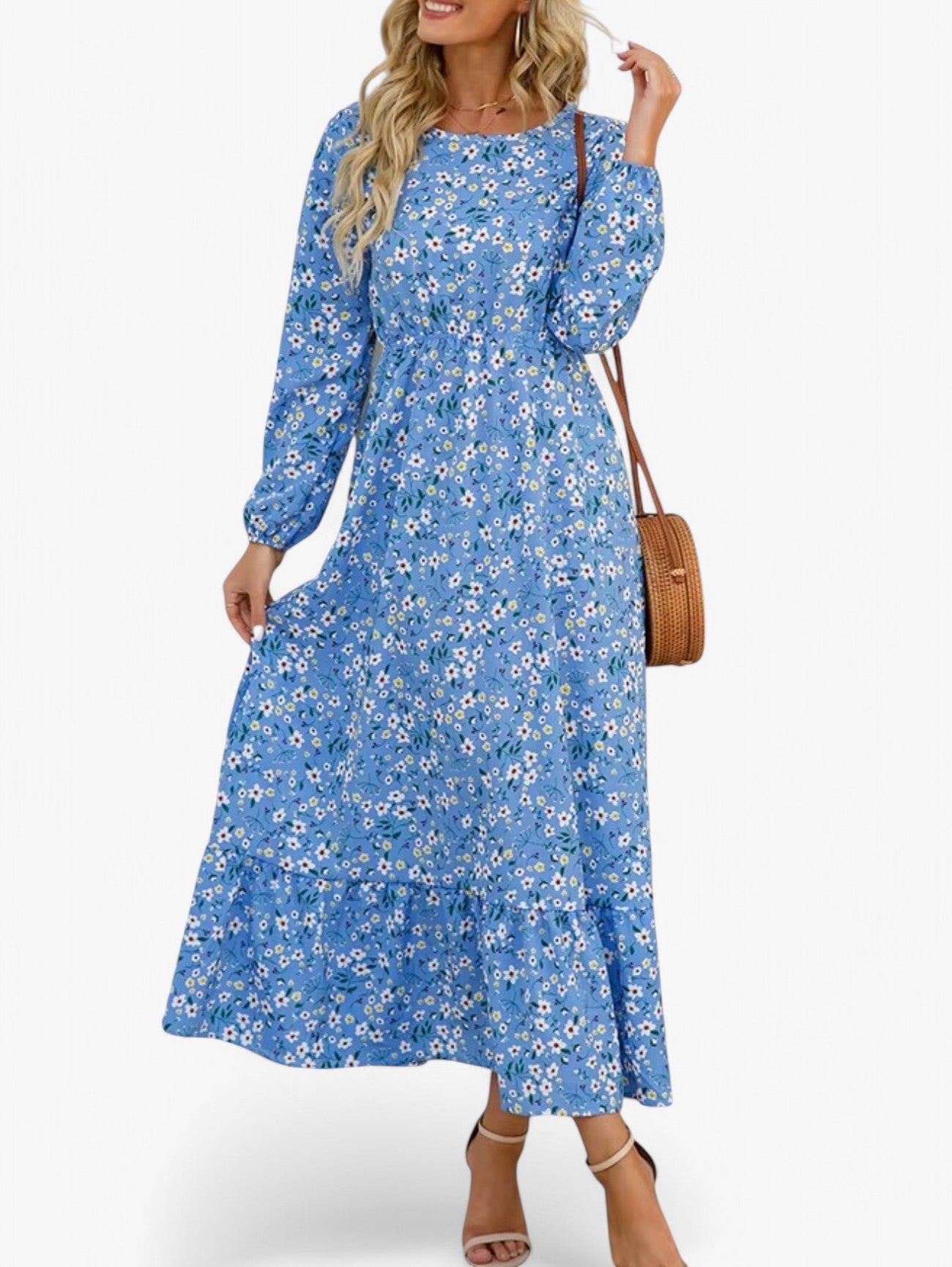 Jada | Women's Floral Print Boho Elegant Maxi Dress Long Sleeve