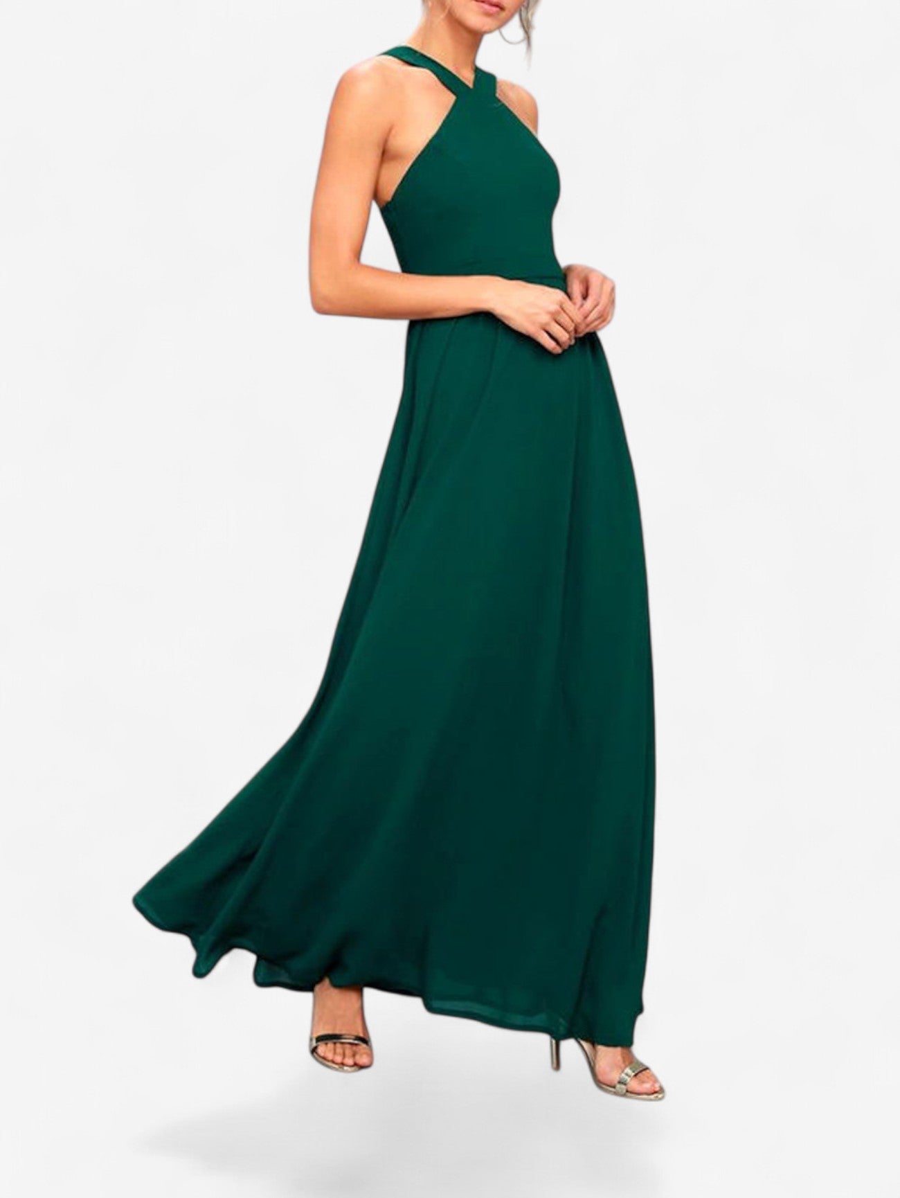 Jada | Women’s Wedding Guest Wrap Sleeveless Chiffon Maxi Dress
