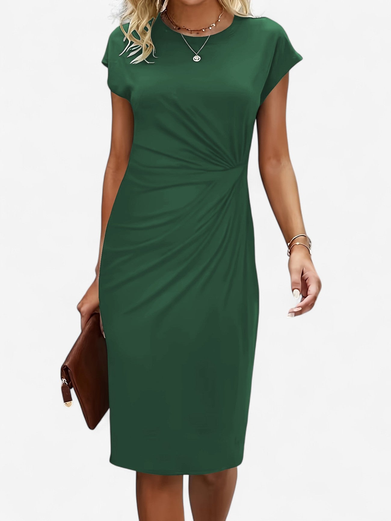 Jada | Women’s Ruched Formal Wrap Bodycon Midi Dress