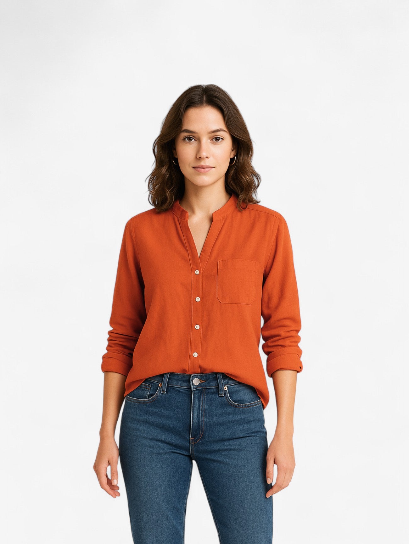 Jada | Women's Casual V Neck Long Sleeve Button Down Blouse