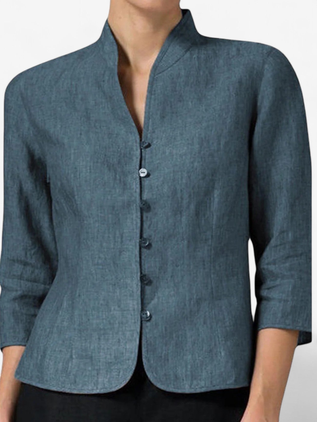 Jada | Women's Button Down Mandarin Collar Blouse Top