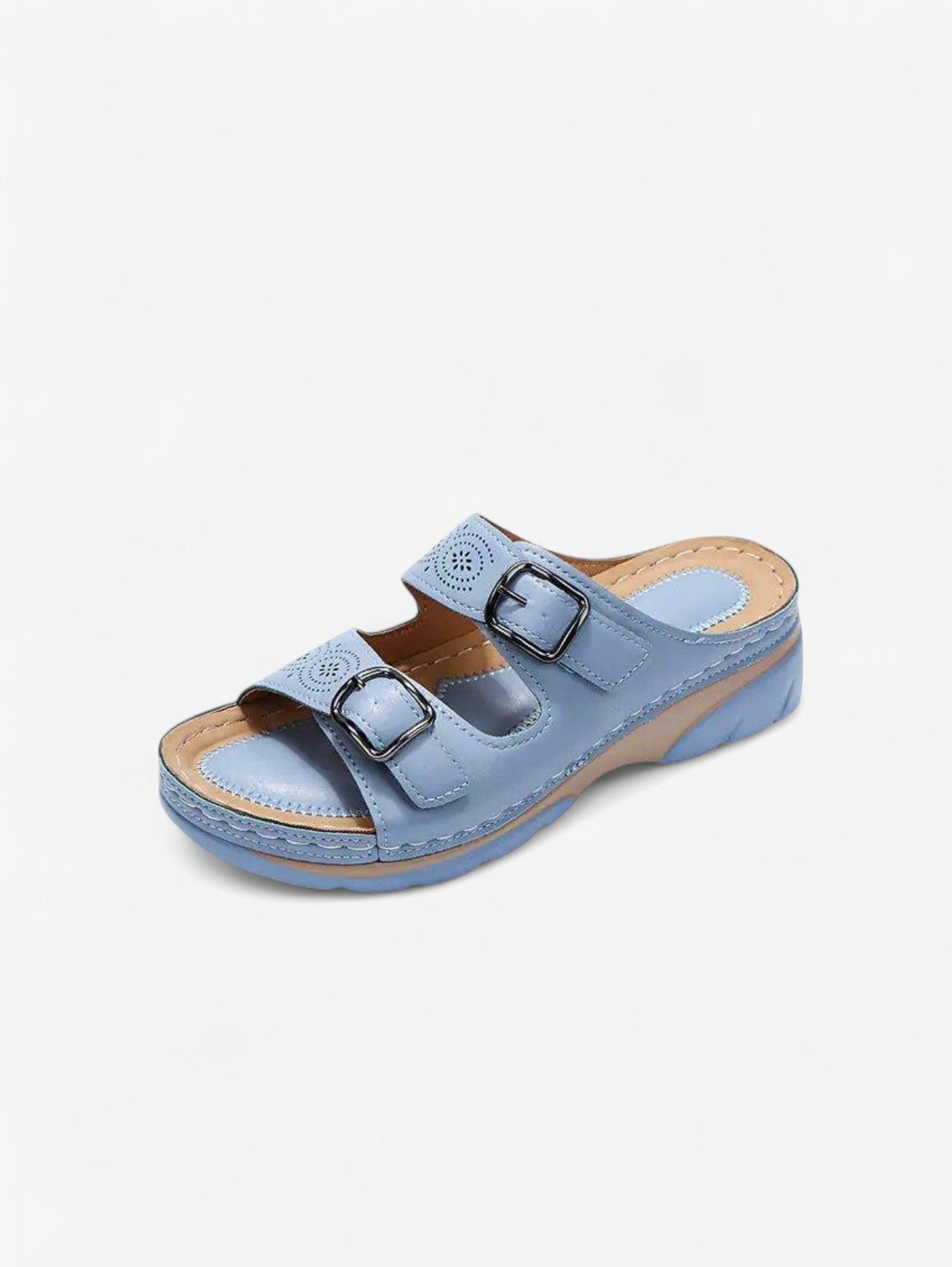 Jada | Women's Double Buckle Slip On Wedge Sandals