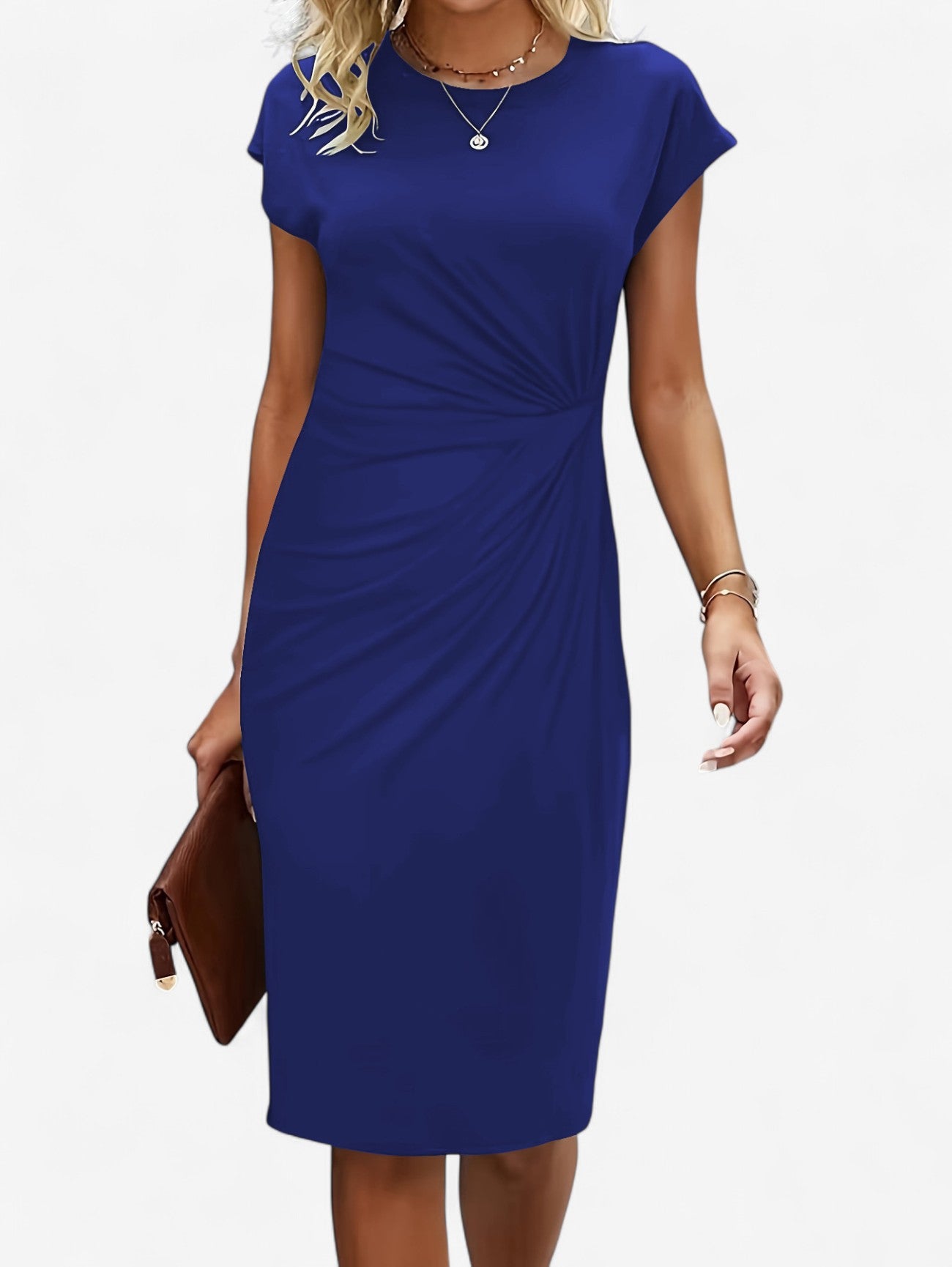 Jada | Women’s Ruched Formal Wrap Bodycon Midi Dress