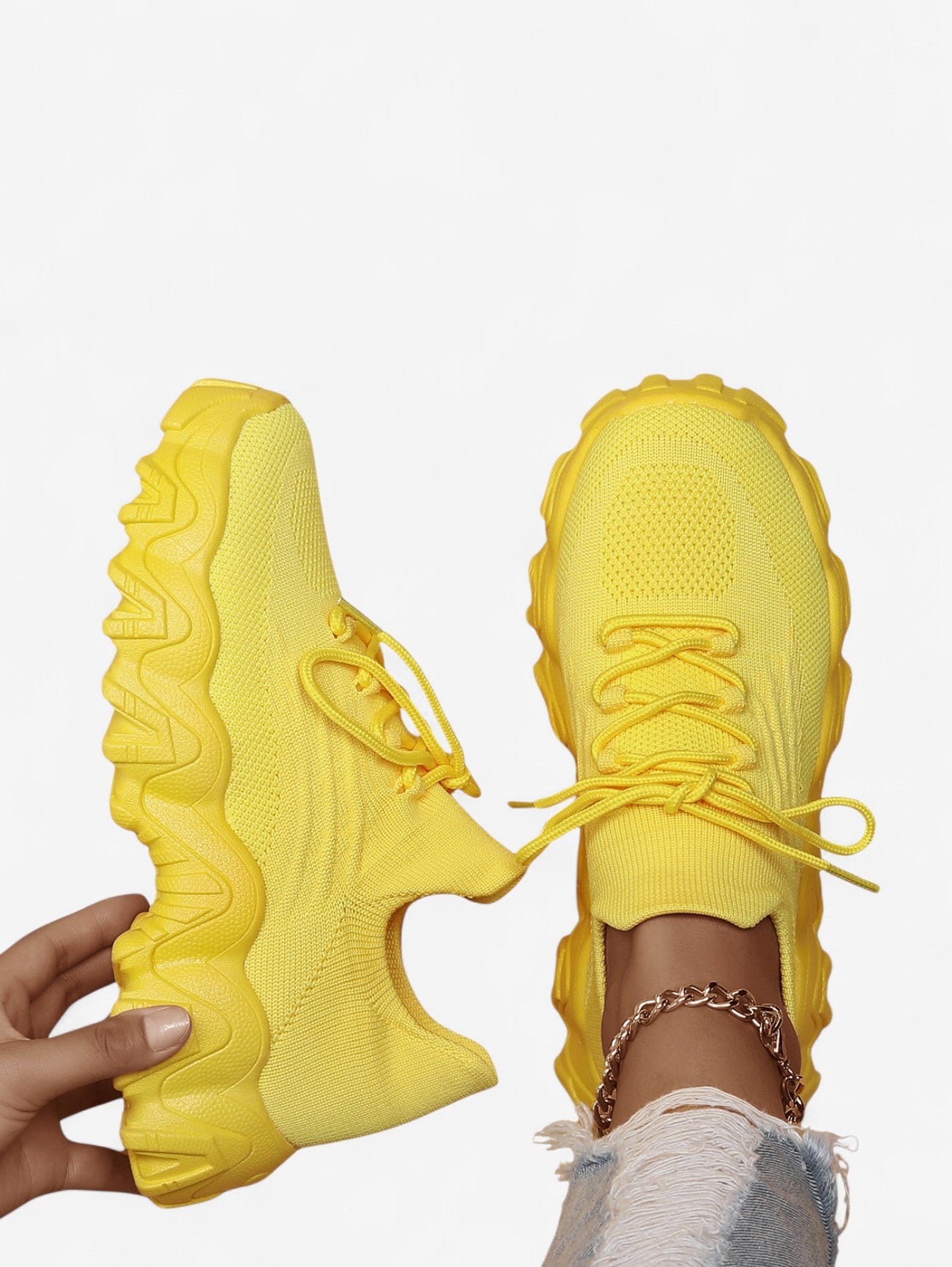 Jada | Women’s Chunky Knit Casual Sneakers Shoes