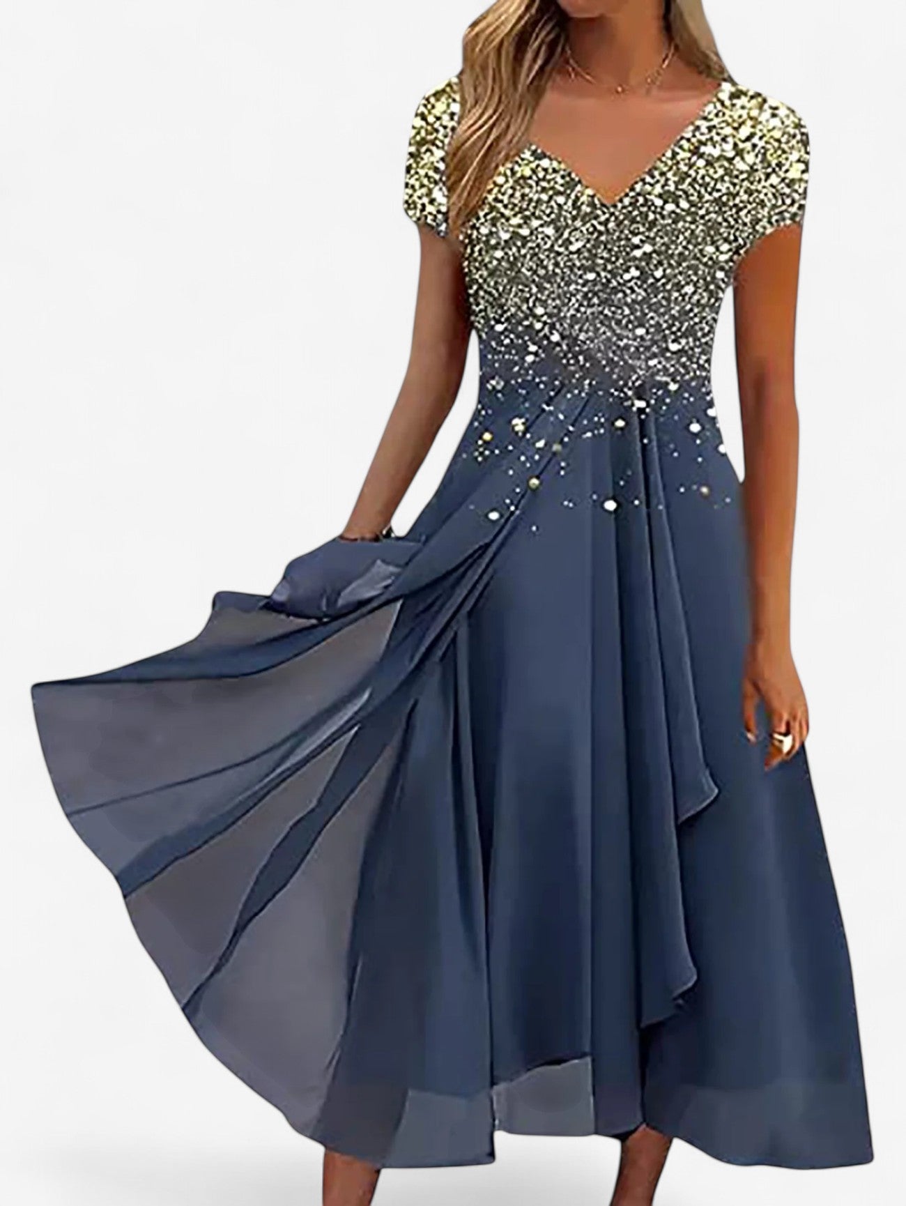 Jada | Women's Formal V-Neck Wrap Midi Dress