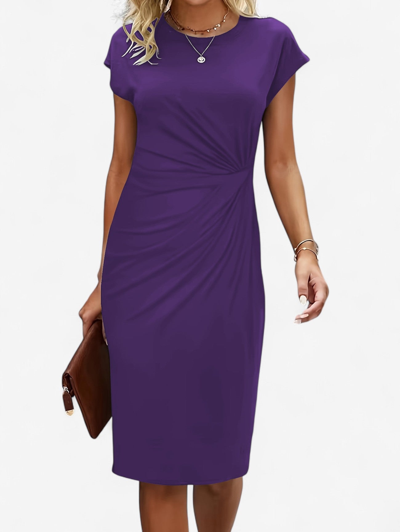 Jada | Women’s Ruched Formal Wrap Bodycon Midi Dress