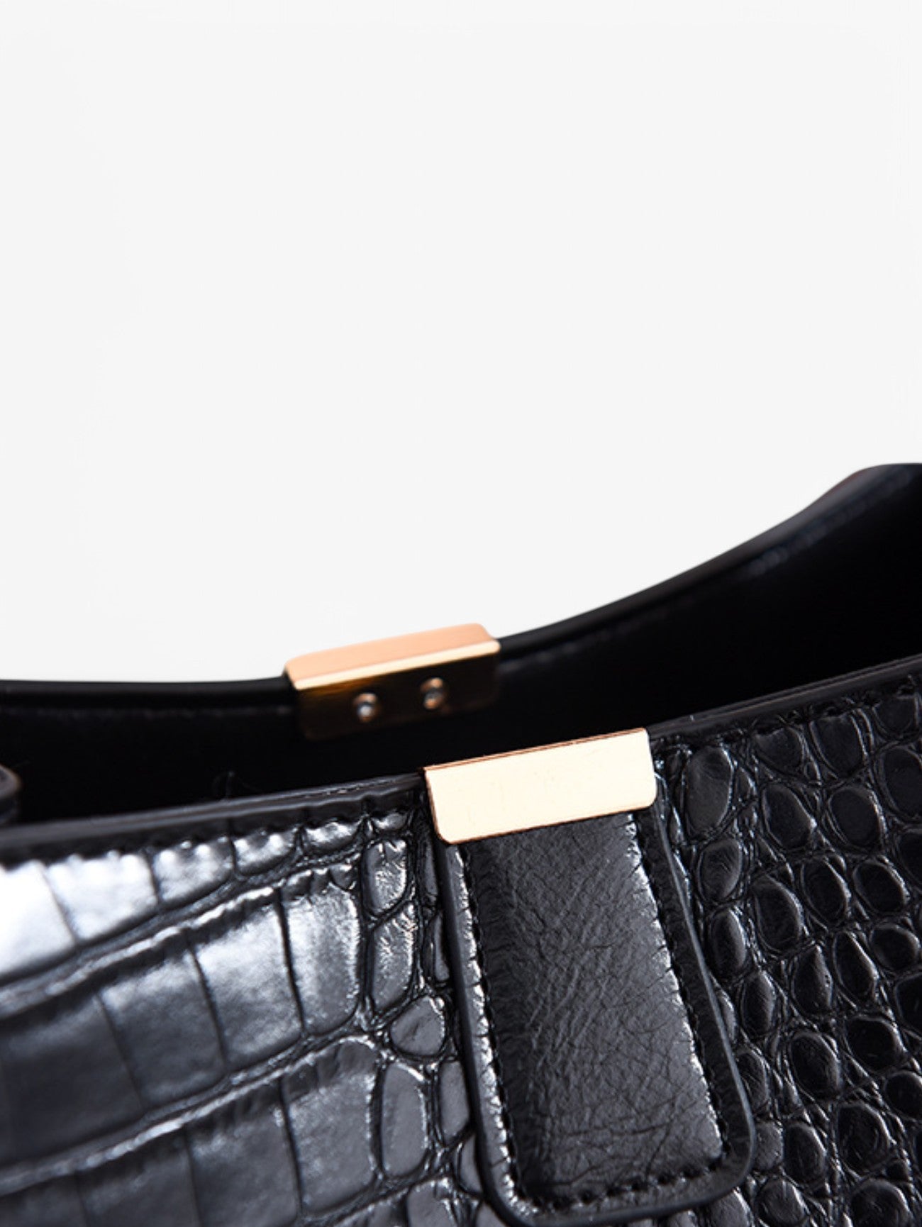 Jada | Women's Black Croc Big Shoulder Tote Bag Charm