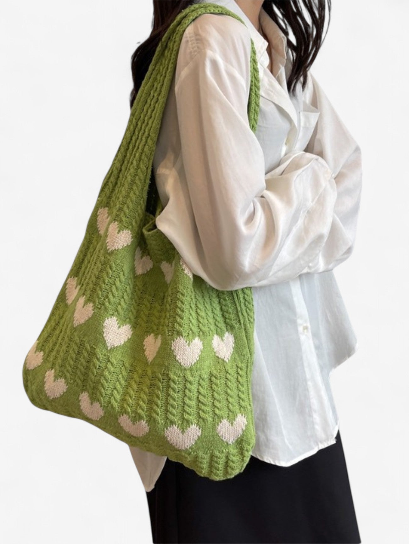 Jada | Women's Large Soft Crochet Heart Tote Bag