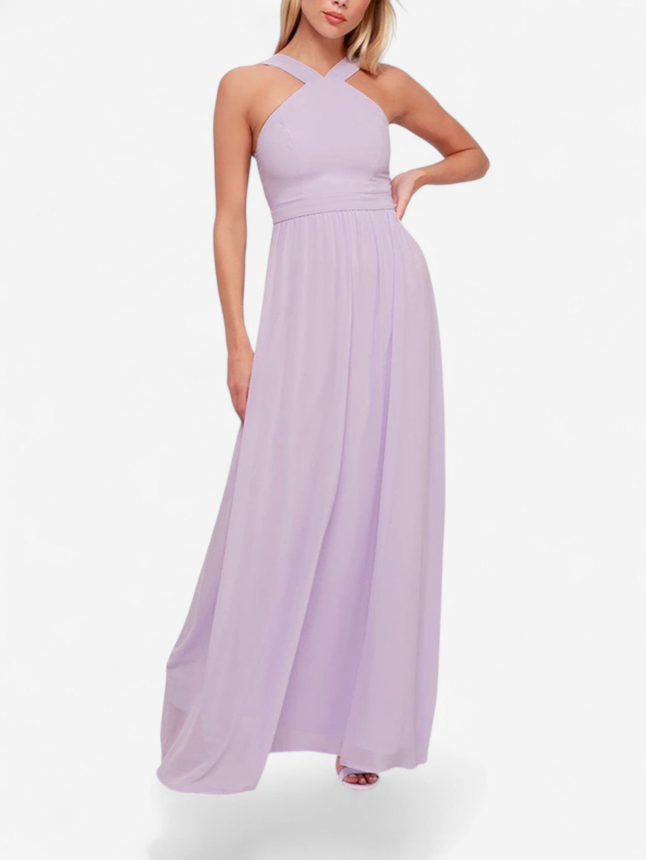 Jada | Women’s Wedding Guest Wrap Sleeveless Chiffon Maxi Dress