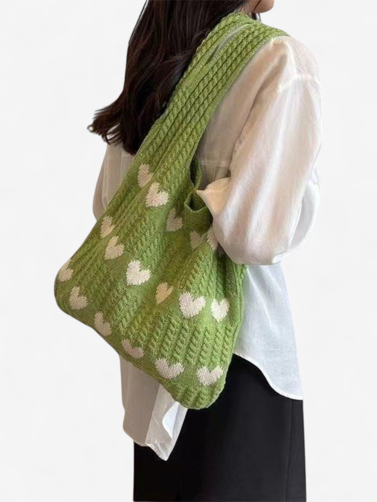 Jada | Women's Large Soft Crochet Heart Tote Bag