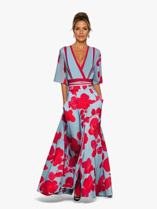 Jada | Women's Floral Formal Wedding Guest Wrap Summer Maxi Dress