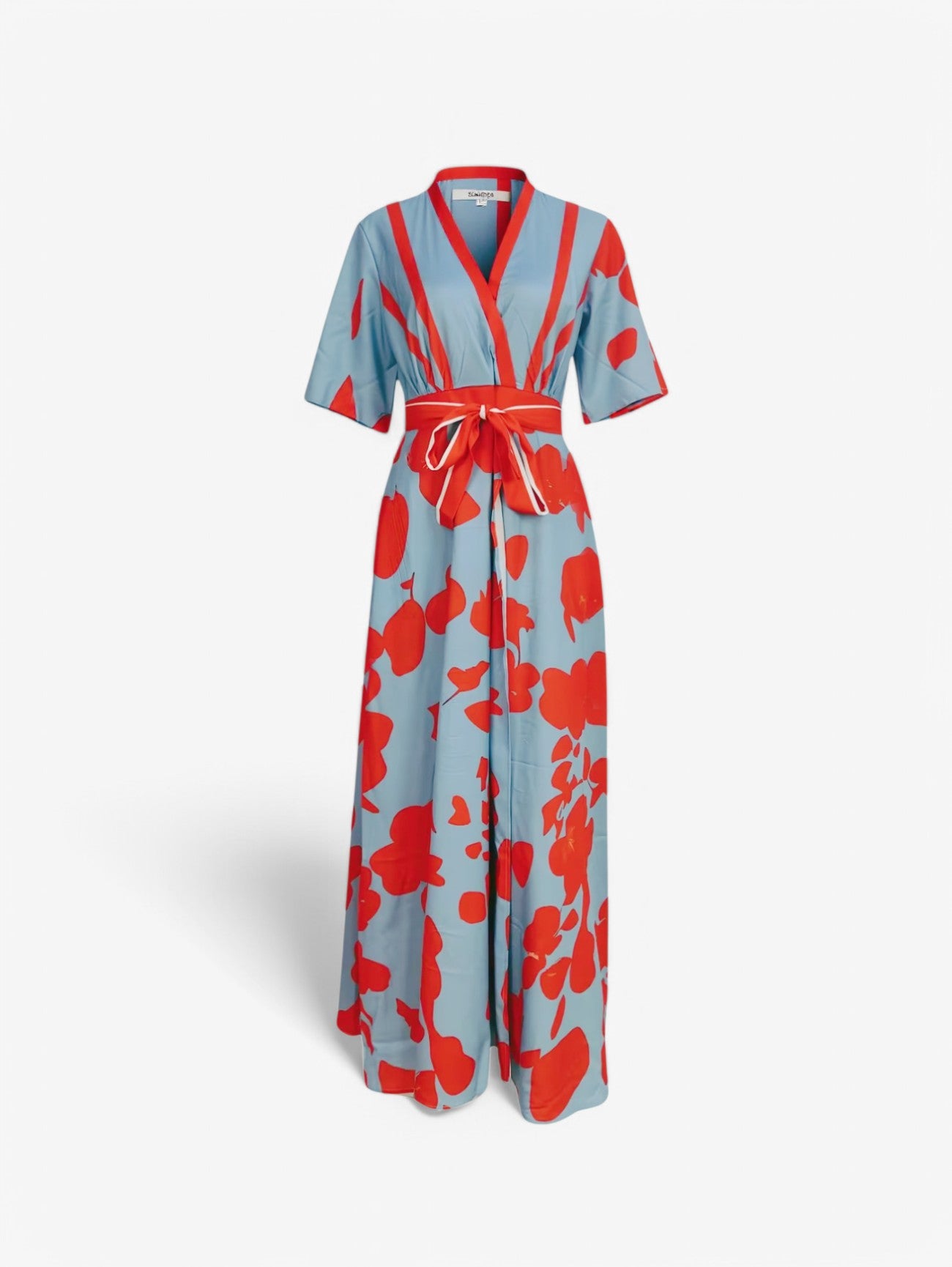 Jada | Women's Floral V-Neck Short Sleeve Elegant Summer Maxi Dress
