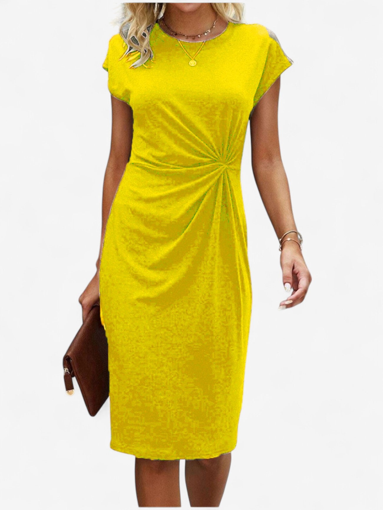 Jada | Women’s Ruched Formal Wrap Bodycon Midi Dress