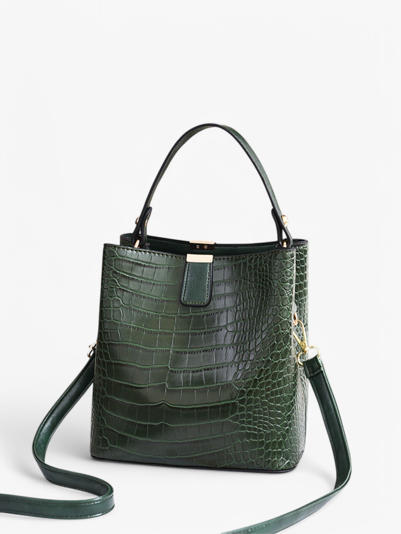Jada | Women's Black Croc Big Shoulder Tote Bag Charm