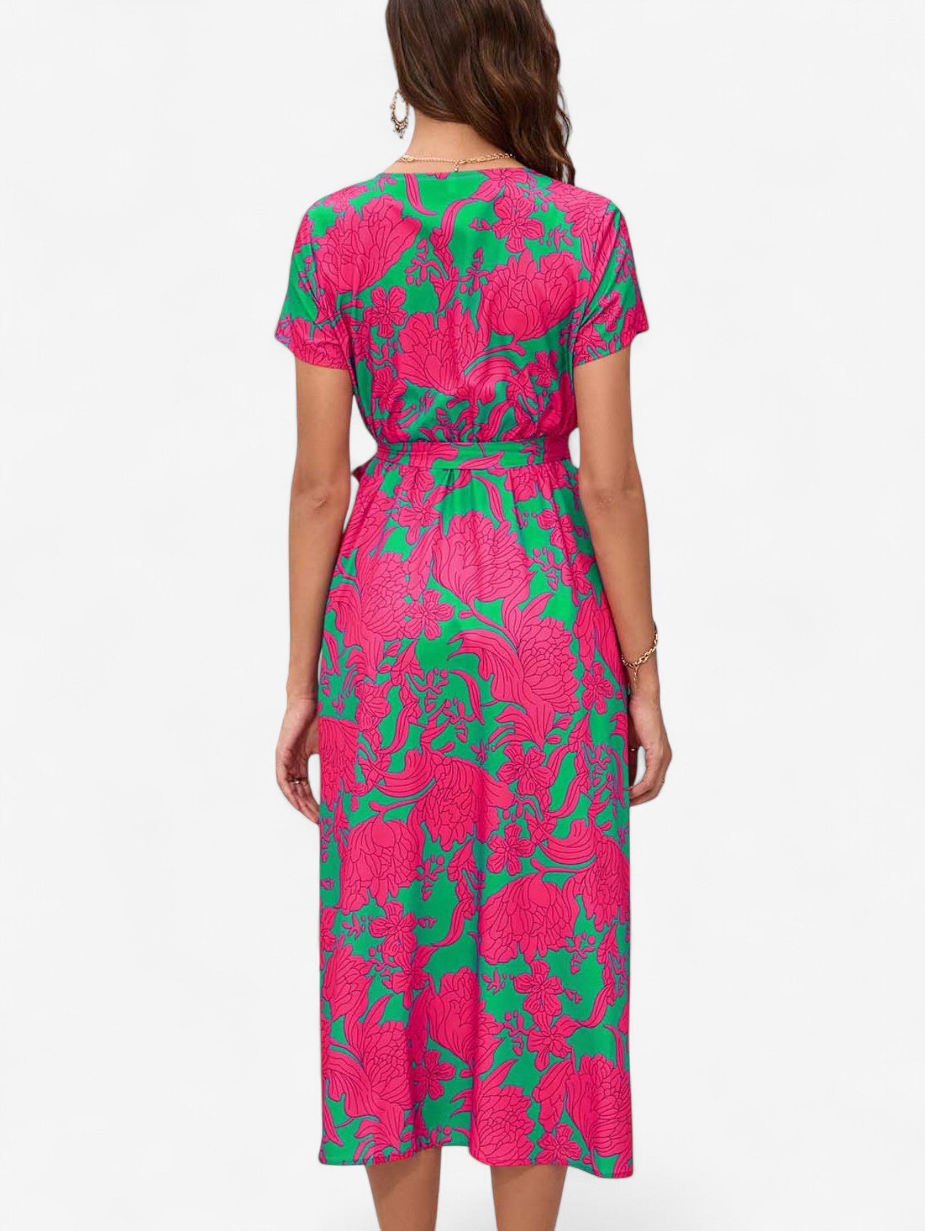 Jada | Women's Boho Wrap Wedding guest Midi Dress with Split