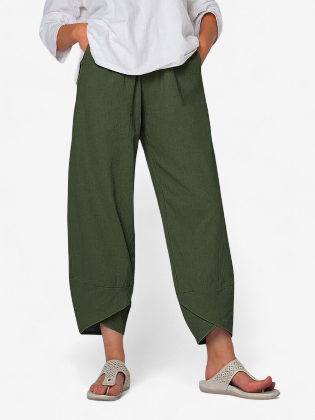 Jada | Women's Casual Wide Leg Cropped Summer Trousers