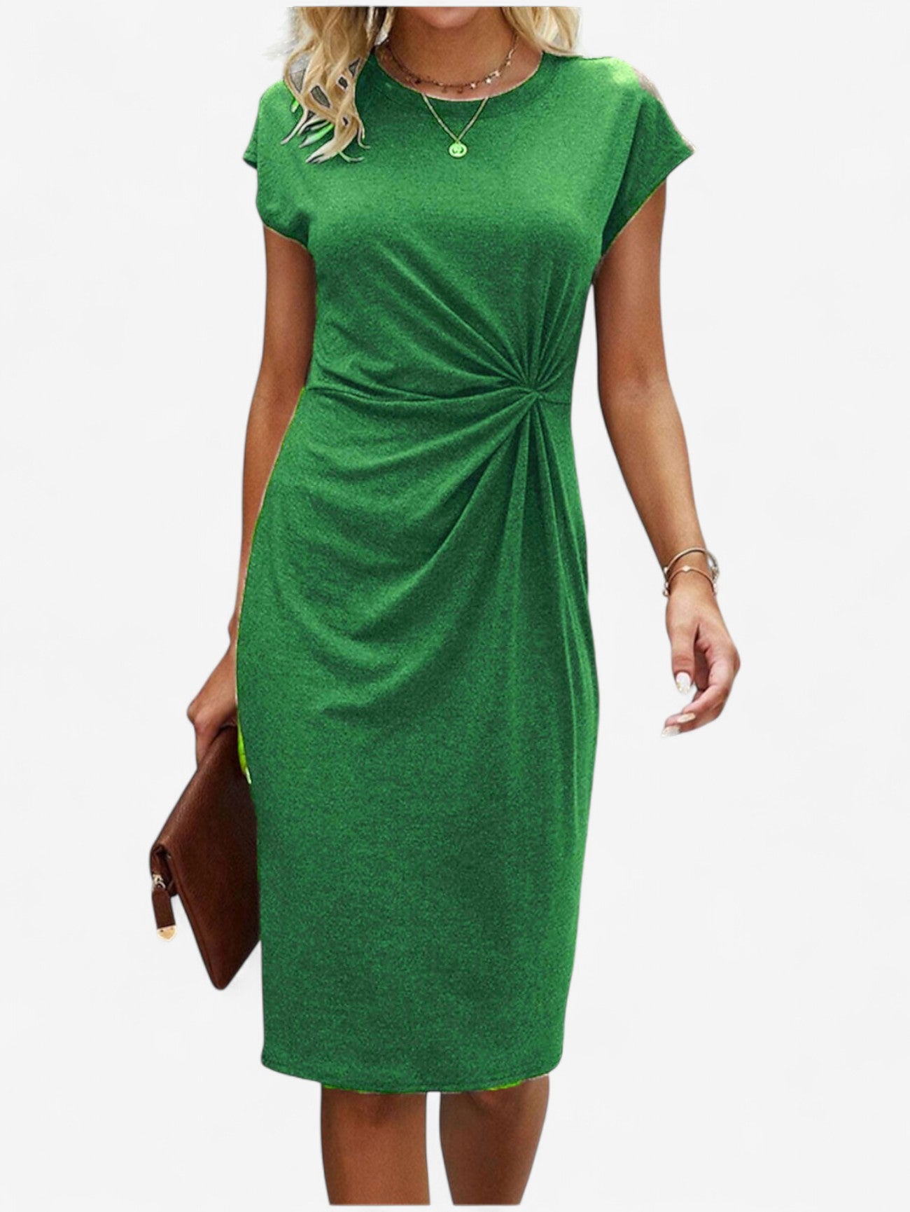 Jada | Women’s Ruched Formal Wrap Bodycon Midi Dress