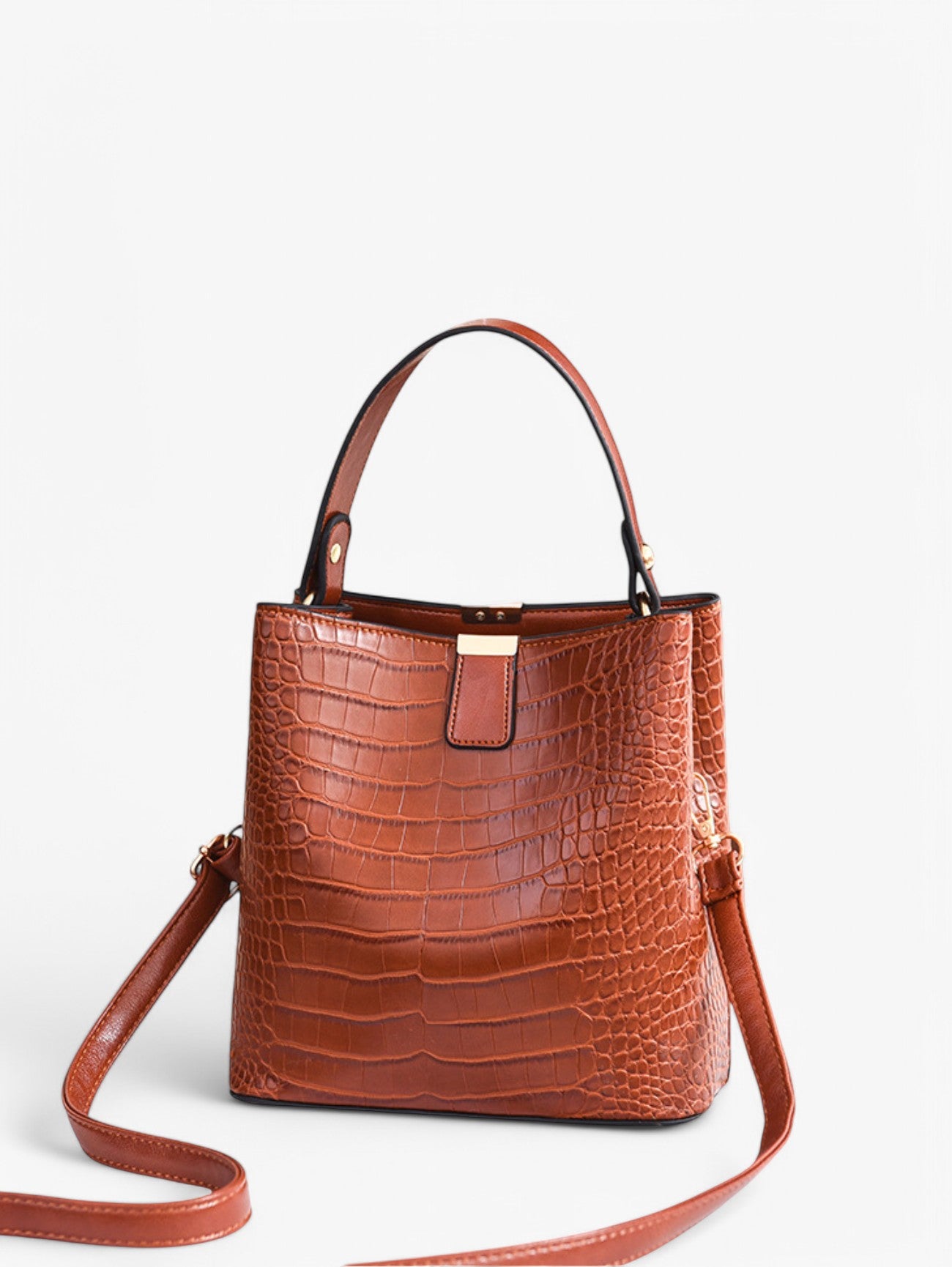 Jada | Women's Black Croc Big Shoulder Tote Bag Charm