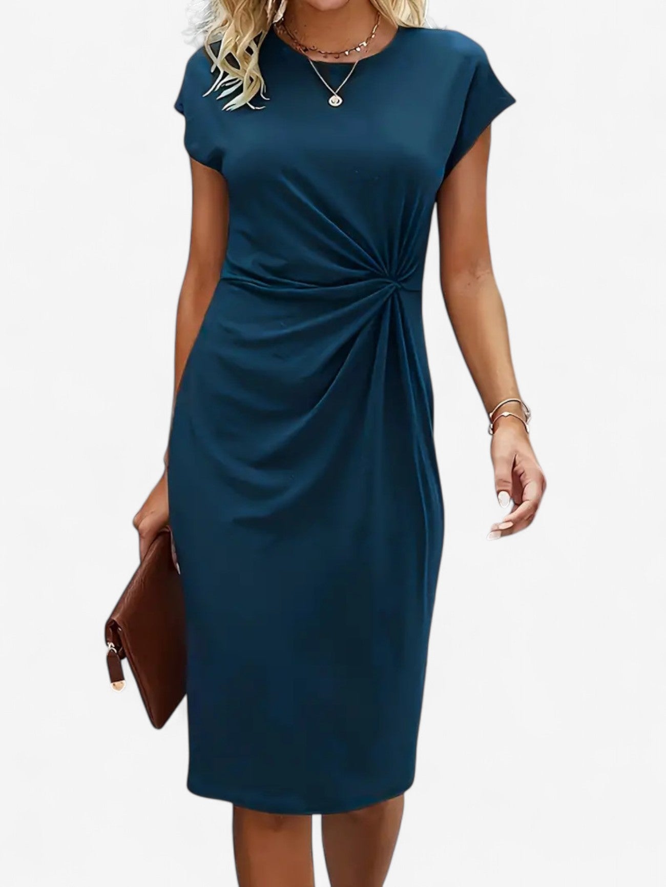Jada | Women’s Ruched Formal Wrap Bodycon Midi Dress