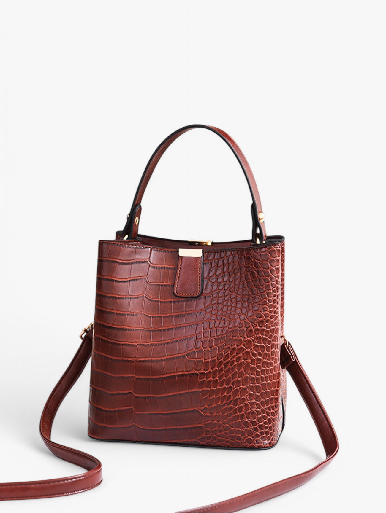 Jada | Women's Black Croc Big Shoulder Tote Bag Charm
