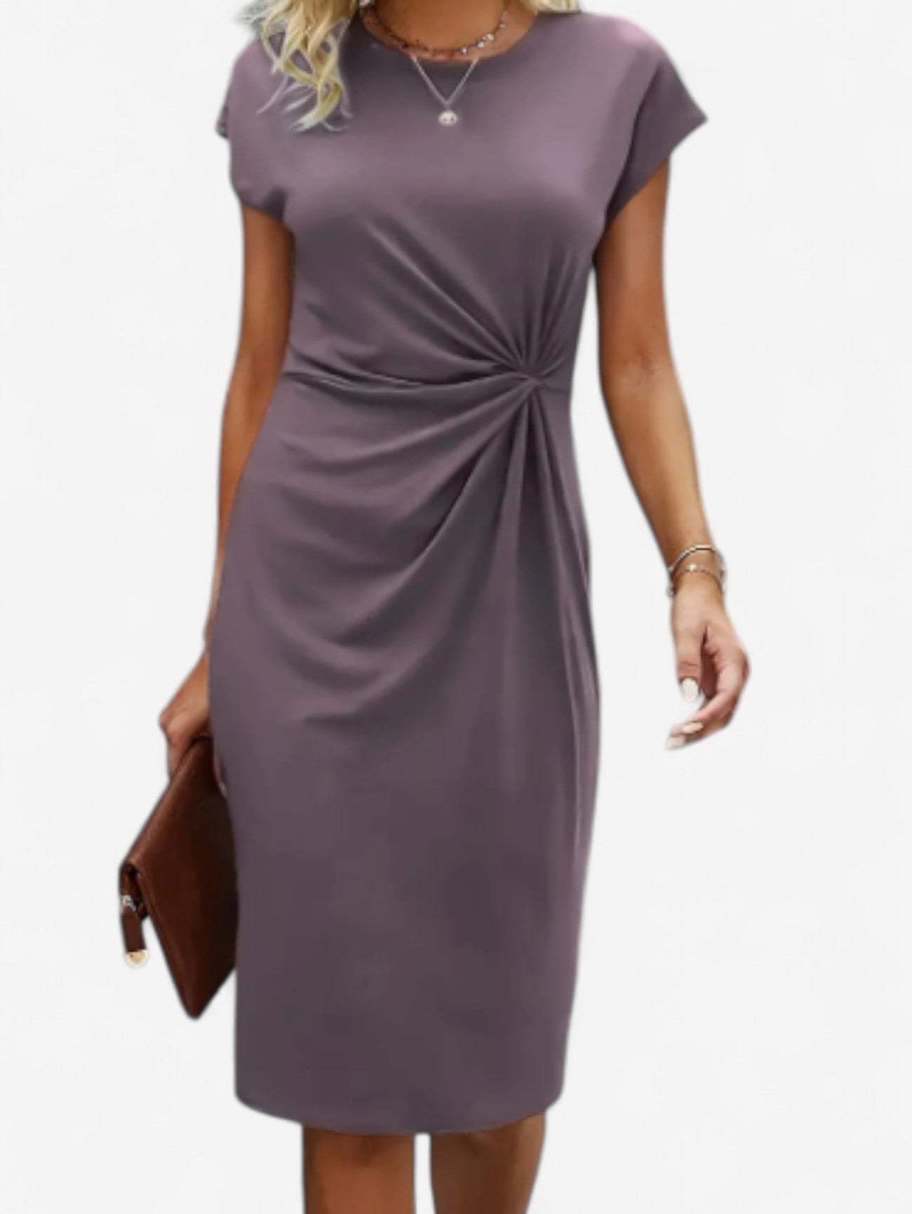 Jada | Women’s Ruched Formal Wrap Bodycon Midi Dress