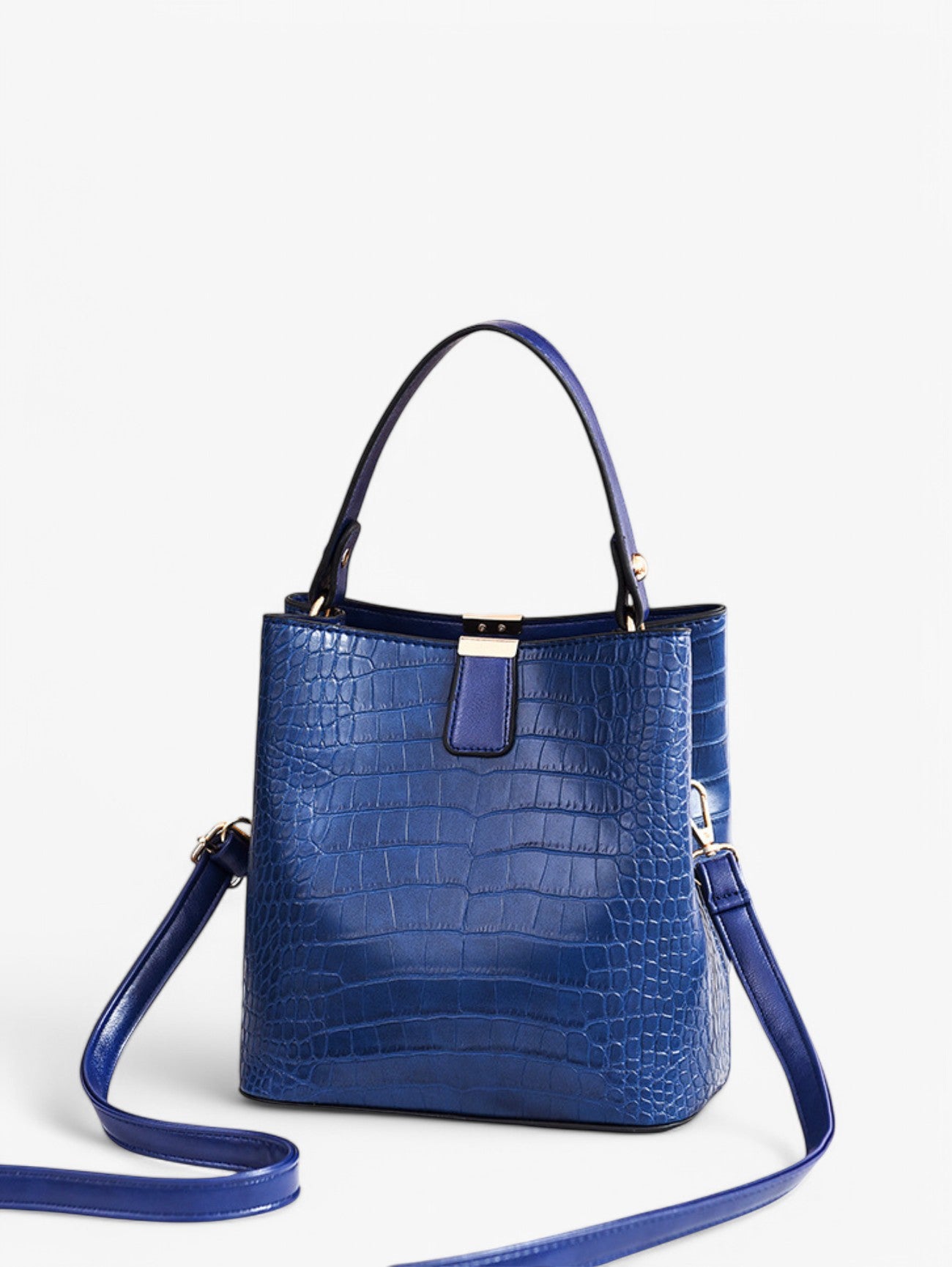 Jada | Women's Black Croc Big Shoulder Tote Bag Charm