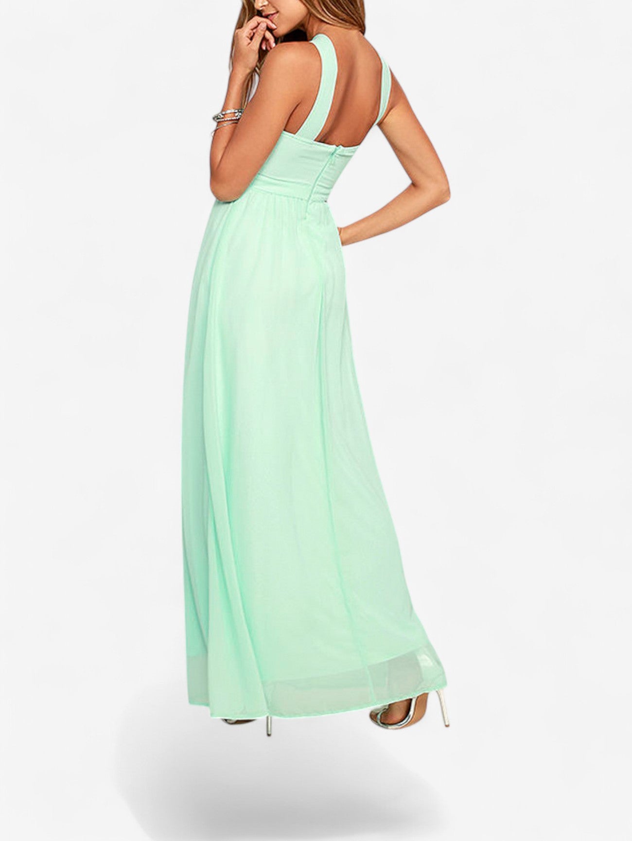 Jada | Women’s Wedding Guest Wrap Sleeveless Chiffon Maxi Dress