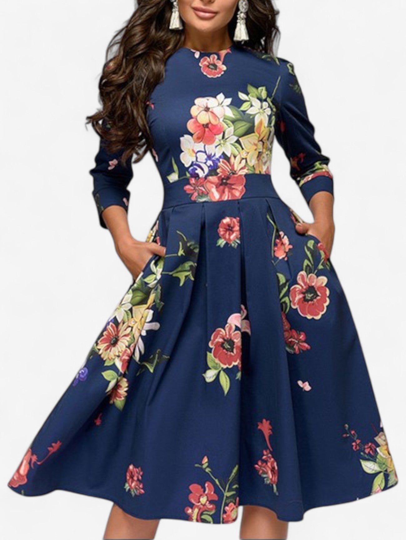 Jada | Women’s Summer Wedding Guest Formal Floral Midi Dress