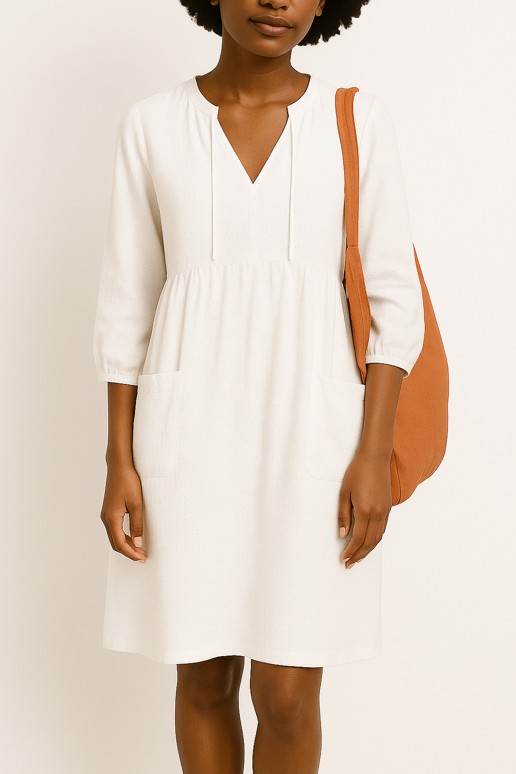 Jada | Women's Modest V Neck Smock Dress